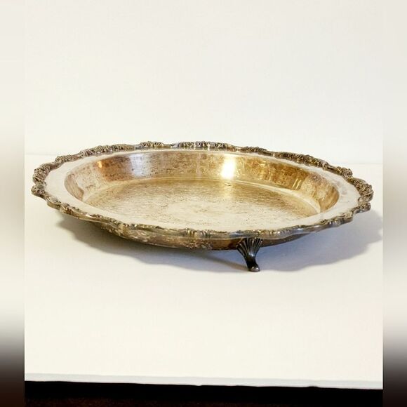 Vintage Poole old english silverplate footed pie server tray - Picture 1 of 6
